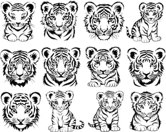 Baby Tiger Svg, Söt Tiger Svg, Tecknad Tiger Svg, Tiger Vektor