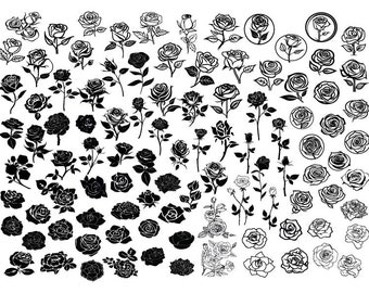 ROSE SVG, Rose Clipart, Rose Cricut, Rose Bundle Svg, Rose Cut Files, Flowers Svg