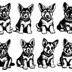 Svg de chien de berger allemand, Svg de chiot de berger allemand, clipart de berger allemand, chien coupé des fichiers pour Cricut