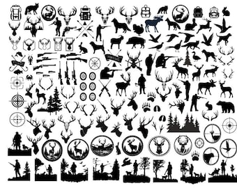 Pacchetto SVG CACCIA, Cacciatore Svg, Caccia al cervo Svg, Clipart di caccia, File tagliati di caccia per Cricut, Antlers Svg