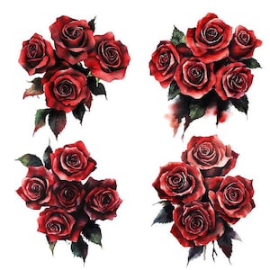Aquarell Burgunder Rose, Aquarell dunkelrote Rose, dunkelrote Rose Clipart Png, Gothic Rose Clipart, Aquarell Rose