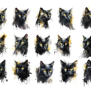 Schwarze Katze Clipart, schwarze Katze Aquarell Png, Aquarell schwarze Katze Png, schwarze Katze Png, Katzenliebhaber Png