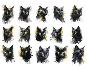 Svart katt Clipart, svart katt akvarell png, akvarell svart katt png, svart katt png, kattälskare png