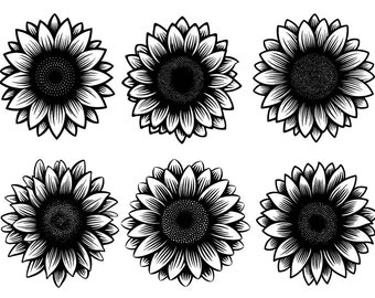 Sunflower Svg, Sunflower Cut Files For Cricut, Sunflower Clipart, Sunflower Vector