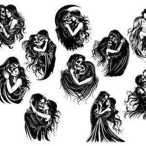 Pareja de esqueletos Svg, esqueleto Svg, Halloween Svg, esqueleto Clipart, archivos de corte de esqueleto para Cricut, vector de esqueleto