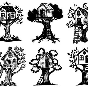 Casa sull'albero Svg, Clipart casa sull'albero, Doodle casa sull'albero Svg, File di taglio casa sull'albero per Cricut, Libro da colorare per bambini Svg
