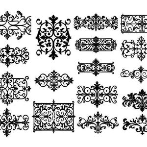 Decoratieve elementen SVG-bundel, bloeit Svg, bloeit Clipart, bloeit gesneden bestanden voor Cricut, Retro randen Svg