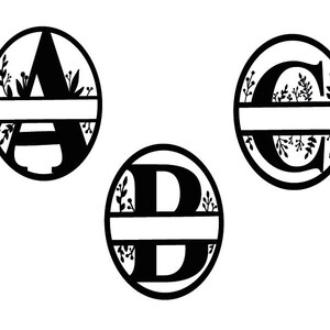 Split monogramme SVG, monogramme cercle floral, Svg alphabet floral, mariage monogramme svg, svg monogramme famille, police florale Cricut, clipart floral