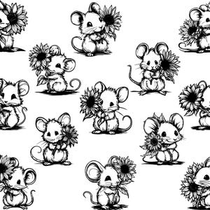 Ratón lindo SVG, ratón floral SVG, clipart de ratón, archivos de corte de ratón para Cricut, vector de ratón