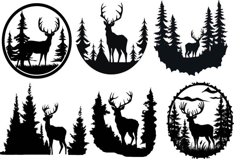 Deer in the Forest Svg, Deer Cut Files for Cricut, Deer Clipart, Forest ...