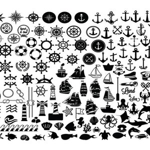 SVG NÁUTICO, Paquete Náutico Svg, Vela Svg, Anchor Svg, Ocean Life Svg, Fish Svg, Imágenes Prediseñadas Náuticas, Archivos de Corte Náutico para Cricut