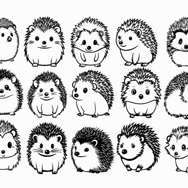 Hedgehog Bundle Svg, Hedgehog Svg, Hedgehog Clipart, Hedgehog Cut Files for Cricut, Cute Hedgehog Svg, Cartoon Hedgehog Svg