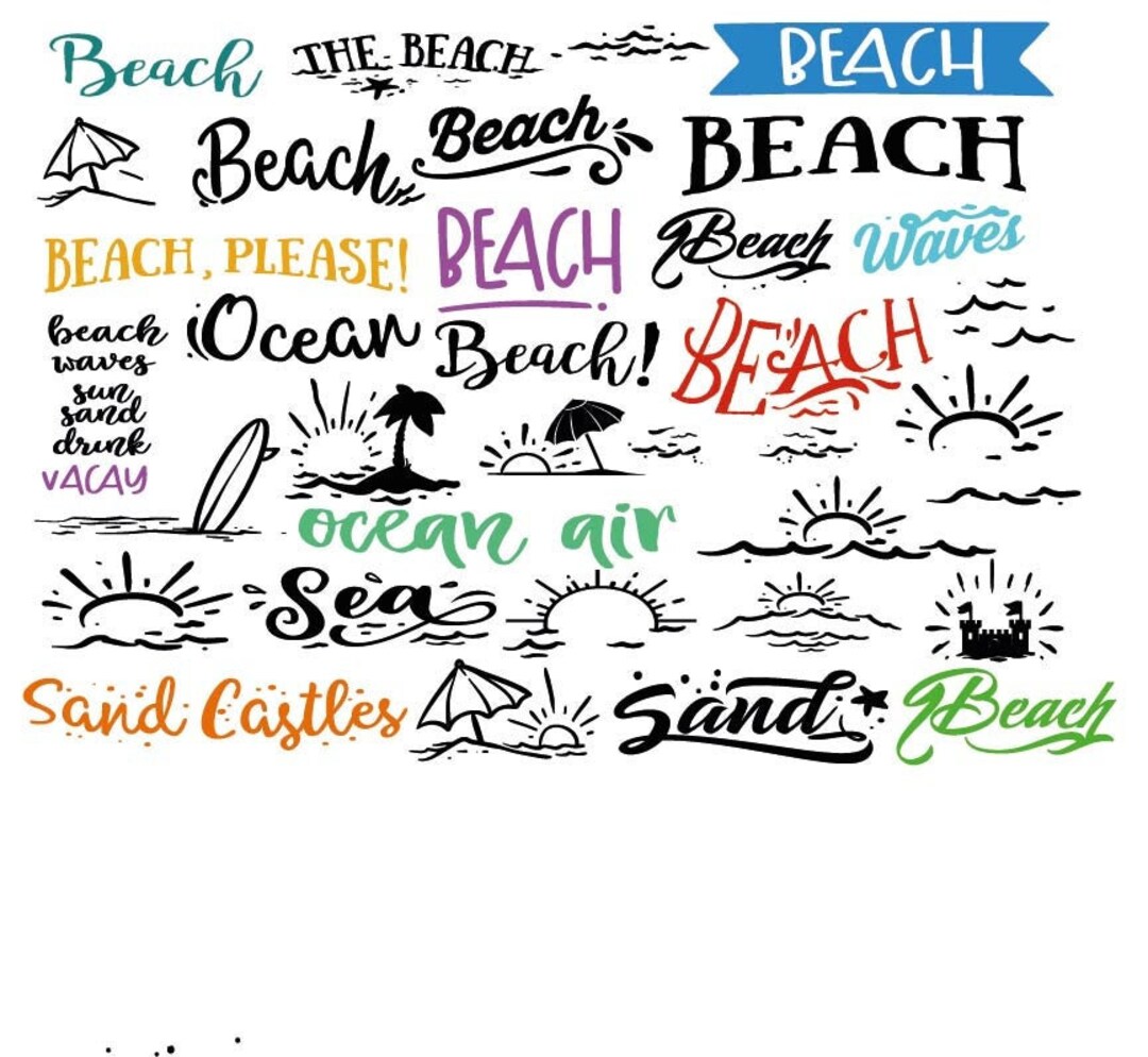Beach Bundle Svg , Summer Bundle , Beach Silhouette Svg , Clipart ...