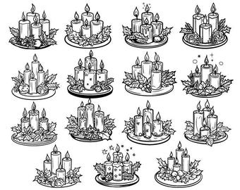 Christmas Candles Svg, Christmas Clipart, Christmas Cut Files For Cricut, Christmas Vector, Christmas Decorations Svg