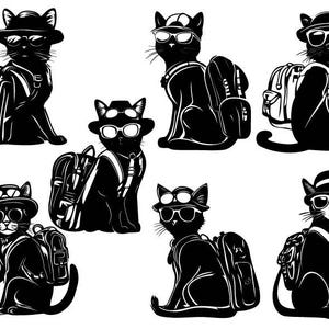 Funny Cat Svg, Cat With Glasses Svg, Cat Clipart, Cat Cut Files For Cricut, Cat Vector