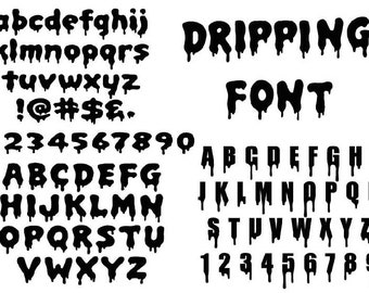 DRIPPING ALPHABET SVG, Dripping Letters Svg,Halloween Font Svg,Dripping Letters and numbers ,Cut Files for Cricut , Clipart