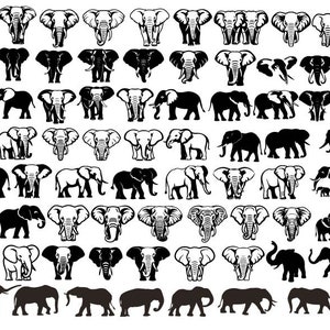 Pacote Svg de elefante, Svg de elefante, clipart de elefante, arquivos de elefante para Cricut, silhueta de elefante, vetor de elefante