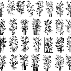 Pacote Bamboo Svg, Bamboo Tree Svg, Clipart de bambu, Arquivos de corte de bambu para Cricut
