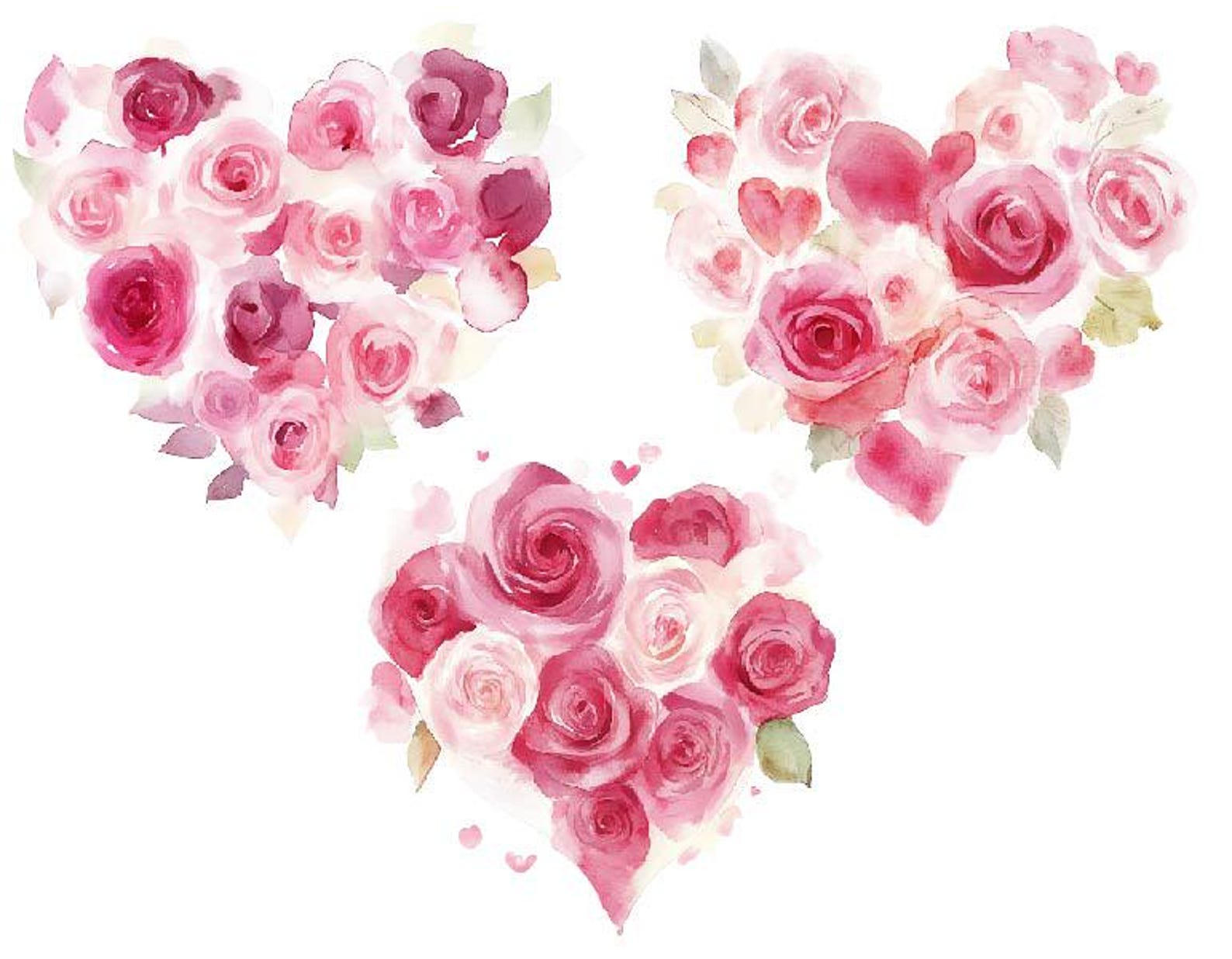 Watercolor Valentines Day, Pink Roses Png, Rose Bouquet Clipart ...