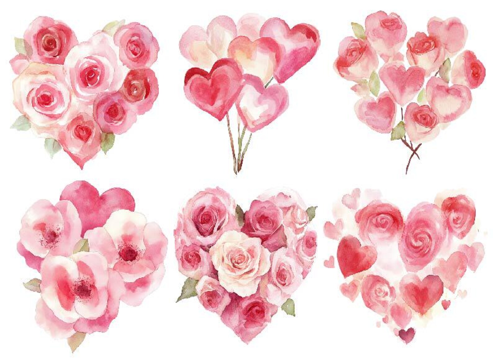 Watercolor Valentines Day, Pink Roses Png, Rose Bouquet Clipart ...