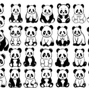 Cute baby panda layered SVG Kawaii panda cut file Cartoon panda cutting  Kids Cuttable Animal vector DXF Silhouette Cameo Cricut Vinyl Shirt