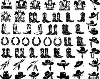 Paquete de vaqueros SVG, clipart de vaqueros, archivos de corte de vaqueros para Cricut, vector de vaquero, SVG del oeste