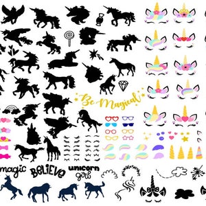 Unicorn SVG Bundle, Unicorn svg, Unicorn Face Svg, Unicorn Cut Files For Cricut , Unicorn Clipart, Unicorn Vector