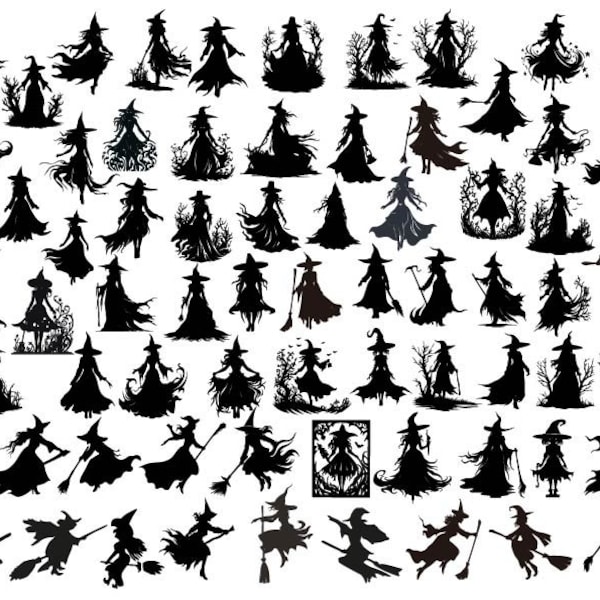 WITCH SVG, Witch Bundle Svg, Halloween Svg, Halloween Witch Svg, Witch Clipart, Witch Cut Files For Cricut, Witch Silhouette