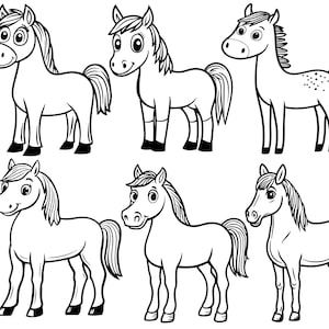 Paard bundel Svg, cartoon paard Svg, paard Clipart, schattig paard Svg, paard gesneden bestanden voor Cricut, paard Vector
