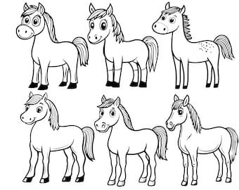 Horse Bundle Svg, Cartoon Horse Svg, Horse Clipart, Cute Horse Svg, Horse Cut Files For Cricut, Horse Vector