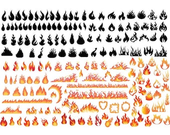 FIRE BUNDLE SVG, Fire Clipart, Fire Cut Files , Flames Cricut , Flames Svg, Flames Silhouette