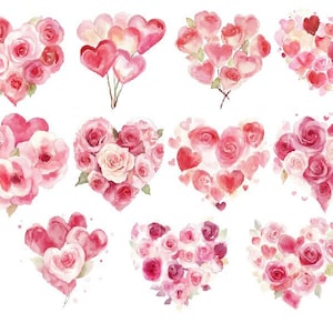 Watercolor Valentines Day, Pink Roses Png, Rose Bouquet Clipart ...