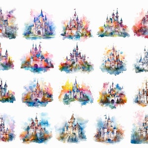 Watercolor Fairytale Castle , Watercolor Castle Clipart, Fairy Tale Castle Clipart, Watercolor Castle, Princess Castle Png, Nursery Png