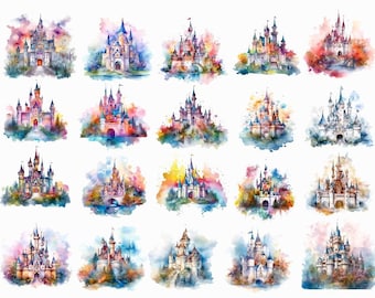 Watercolor Fairytale Castle , Watercolor Castle Clipart, Fairy Tale Castle Clipart, Watercolor Castle, Princess Castle Png, Nursery Png