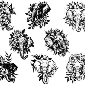 Elefante Floral Svg, Elefante Svg, Elefante Clipart, Elefante Arquivos De Corte Para Cricut, Animais Svg, Flores Svg