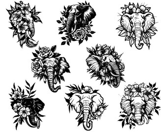 Bloemen olifant Svg, olifant Svg, olifant Clipart, olifant gesneden bestanden voor Cricut, dieren Svg, bloemen Svg