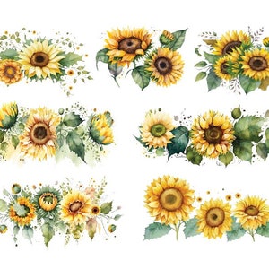 Tournesol aquarelle Png, clipart tournesol tournesol, clipart tournesol, fleurs Boho