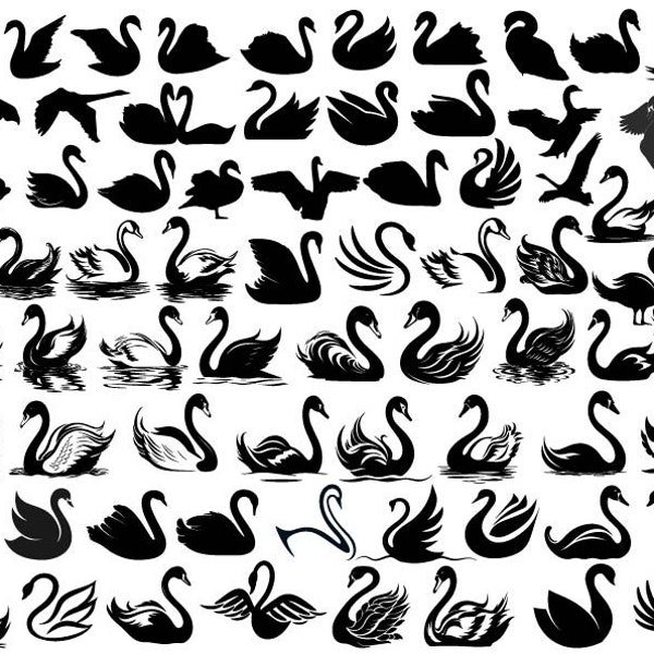SWAN SVG BUNDLE, Swan Svg, Swan Bundle Png, Swan Clipart, Swan Cut Files For Cricut, Swan Vector , Swan Silhouette, Birds Svg