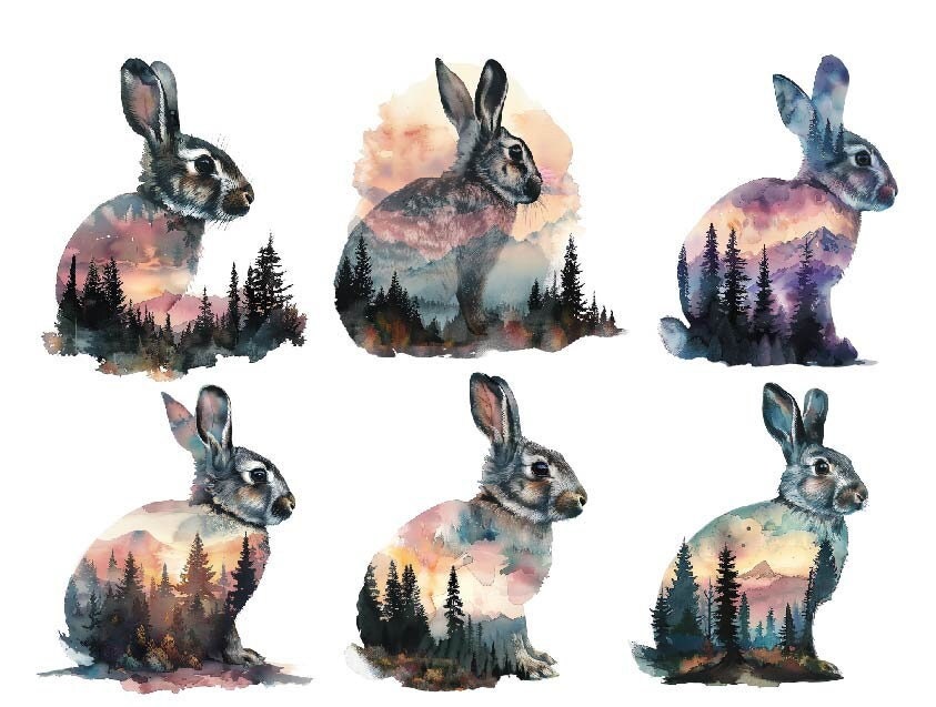 Watercolour Rabbit Png Watercolor Rabbit Clipart, Watercolor Rabbit Png, Bunny Clipart ...