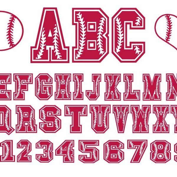 BASEBALL FONT SVG , Baseball Stitches Font , Baseball Svg , Baseball Letters And Numbers , Baseball Alphabet Svg