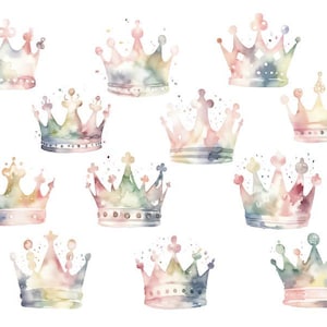 Cute Watercolor Crown Clipart, Watercolor Princess Crown Png, Watercolor Tiara Clipart, Watercolor Pastel Crown Png