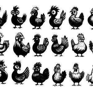 Svg drôle de poulet, Svg de paquet de poulet, clipart de poulet, poulet de dessin animé, poulet coupé des fichiers pour Cricut, vecteur de poule