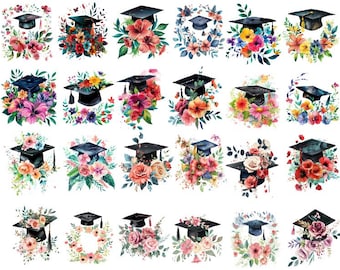 Aquarell Graduierung Png, Graduierung Png, Graduierung Hut Png, Blumen Graduierung Cap Png, Graduierung Clipart