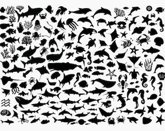 SEA ANIMALS SVG, Sea Animals Clipart, Ocean Life Svg, Ocean Cricut, Ocean Animals Cut Files, Ocean Svg