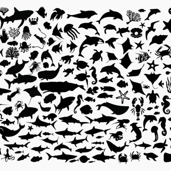 SEA ANIMALS SVG, Clipart di animali marini, Ocean Life Svg, Ocean Cricut, Ocean Animals Cut Files, Ocean Svg