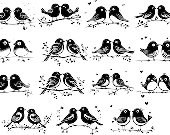 Lovebirds svg, Cute Love Birds Svg, Birds On Branch Svg, Birds Clipart, Birds Cut Files For Cricut