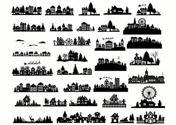 Christmas Villages SVG Bundle, Christmas Houses SVG, Christmas Cut Files For Cricut , Christmas Clipart, Christmas Town Svg