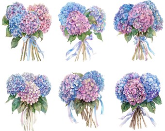Blue Hydrangea Clipart, Watercolor Floral Clip Art, Watercolor Flower Blue, Blue Hydrangea Png