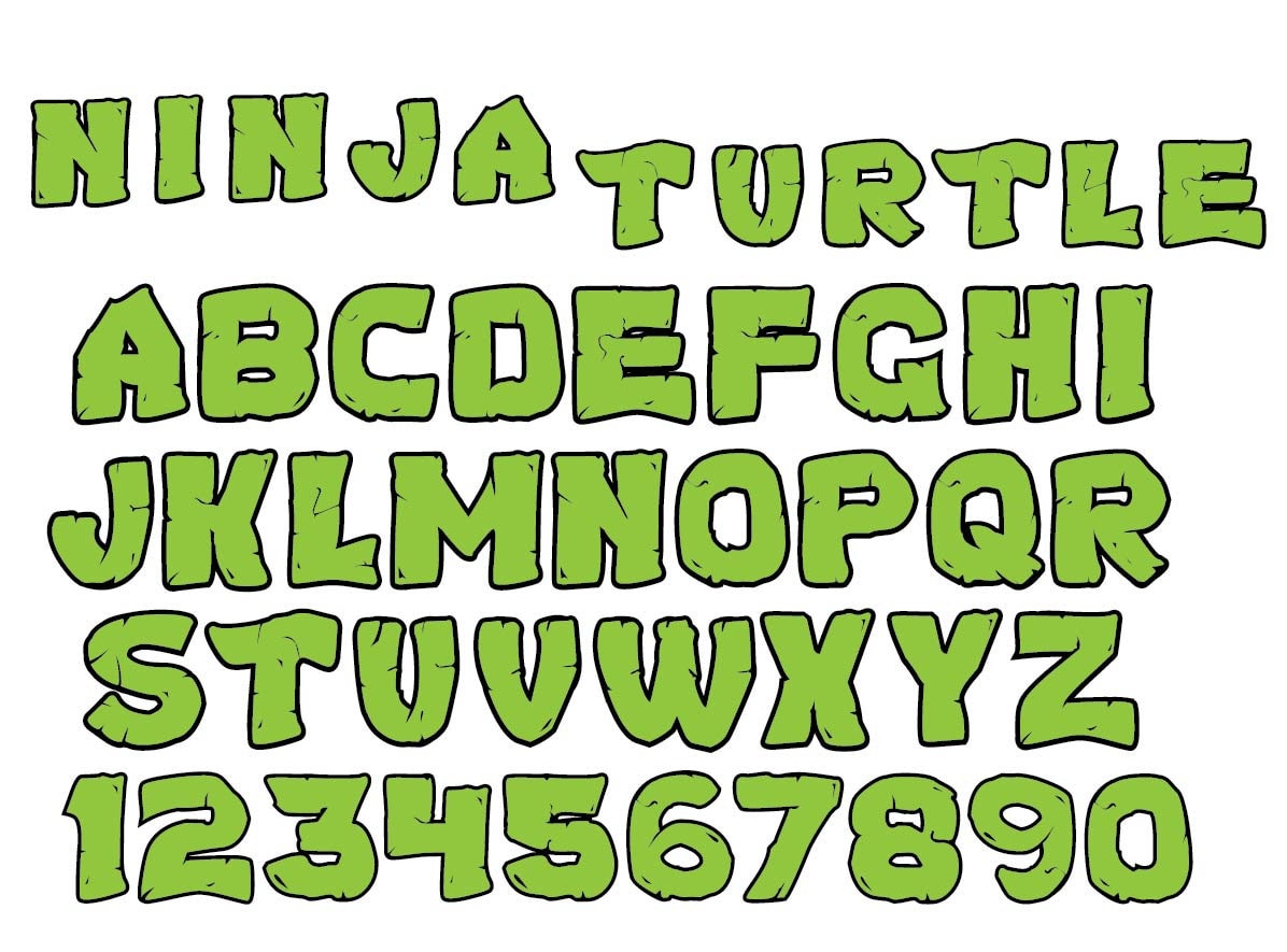 Ninja Turtles Font Svg , Alphabet Turtles , Files for Cricut , Digital Art