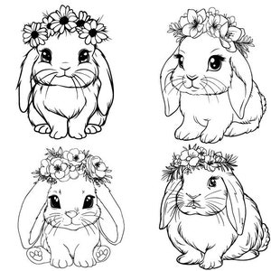 Cute Bunny SVG, Cute Floral Bunny Clipart, Bunny Clipart, Easter Bunny Svg, Bunny Cut File For Cricut, Rabbit SVG Bundle